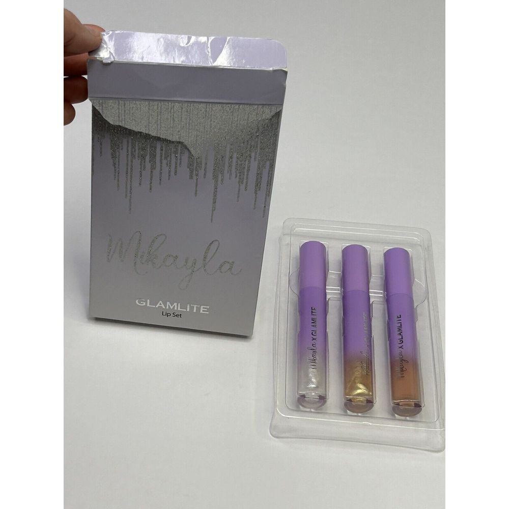 Mikayla Glamlite Lip Gloss Set of 3 Full Size 0.14 oz Limited Edition NEW IN BOX